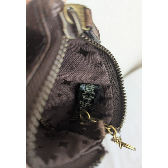 Fossil "Long Live Vintage" Small Keychain Coin Purse Pouch Wallet Leather Brown - Picture 9 of 12
